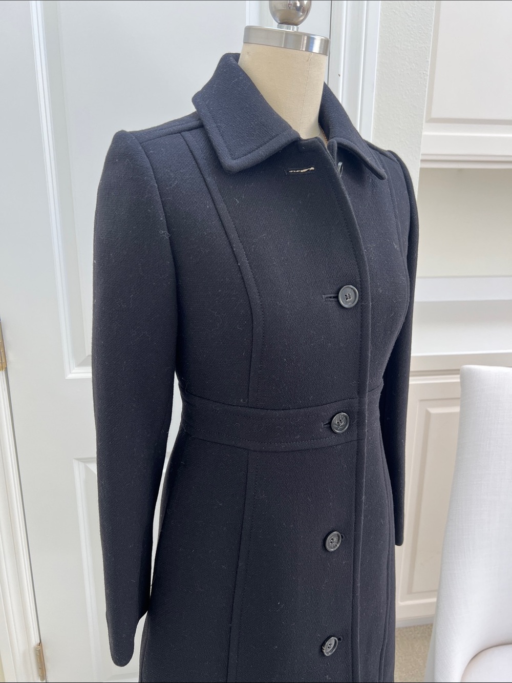 J. Crew Black Tailored Wool Trench Coat